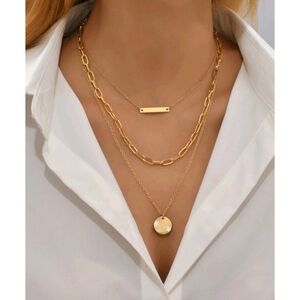 Anthropologie Gold Layered Necklace Set
